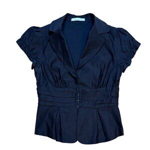 Y2K Charlotte Russe Black Short Sleeve Corset Hook Eye Closure Blazer Jacket Siz
